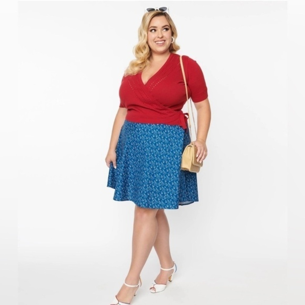 NWT XL Retrolicious Skirt Sailboats Fit & Flare Skater Retro Cotton​